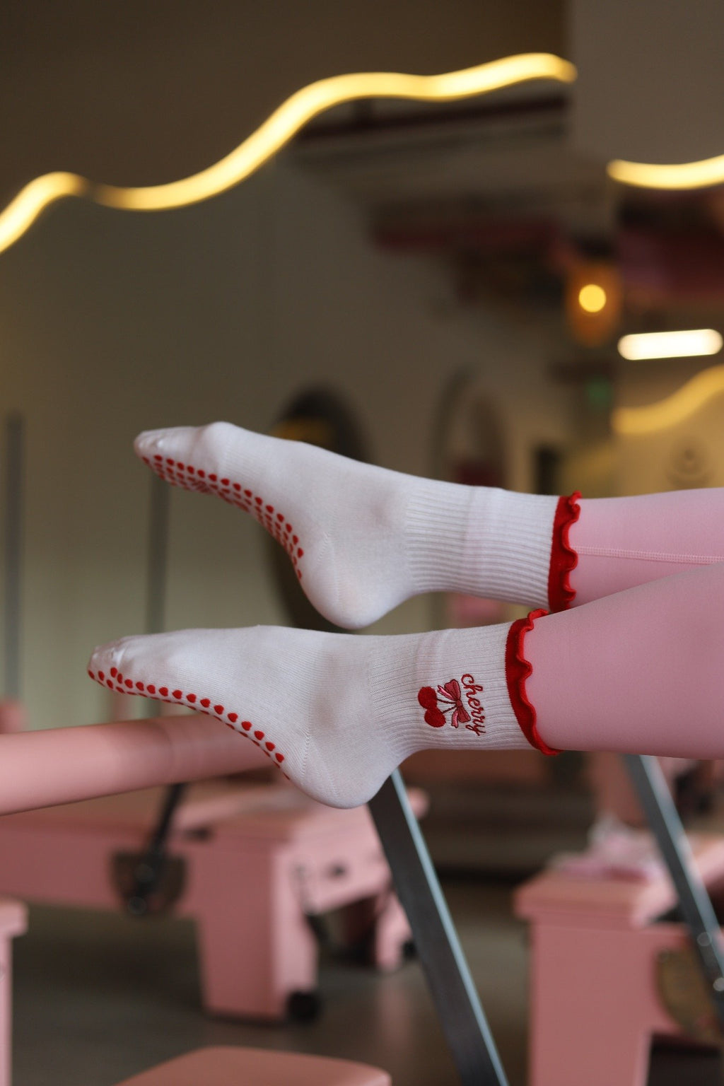 Cherry Red Grip Socks – Premium Pilates Edition
