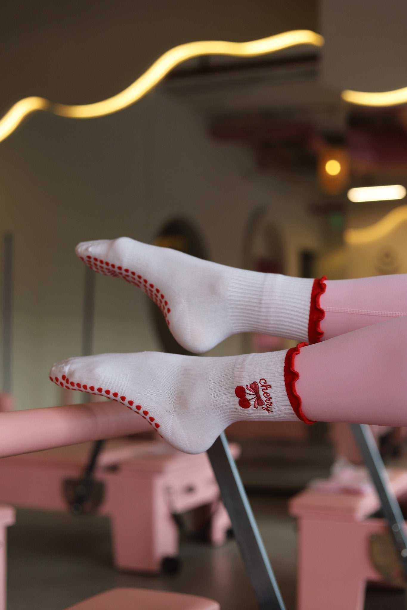 Cherry Red Grip Socks – Premium Pilates Edition