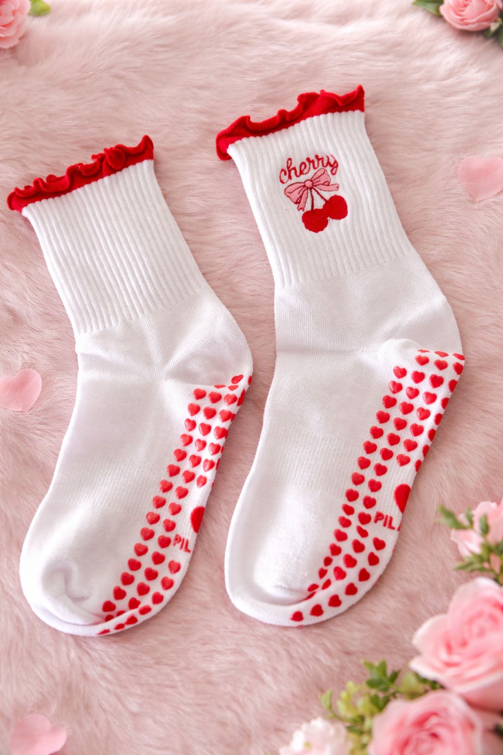 Cherry Red Grip Socks – Premium Pilates Edition
